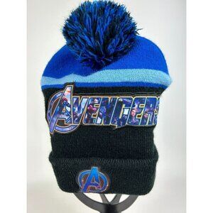 Marvel Avengers Pompom Beanie Blue Black Boys Men Cap Winter Hat NEW